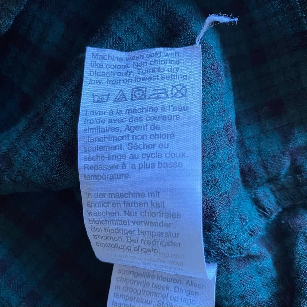 MADEWELL Tartan Plaid Button Up Peasant Blouse Balloon Sleeves XL - Picture 10 of 10